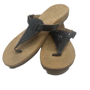 Vionic Navy Tropez Patent Leather Sandals Size 10